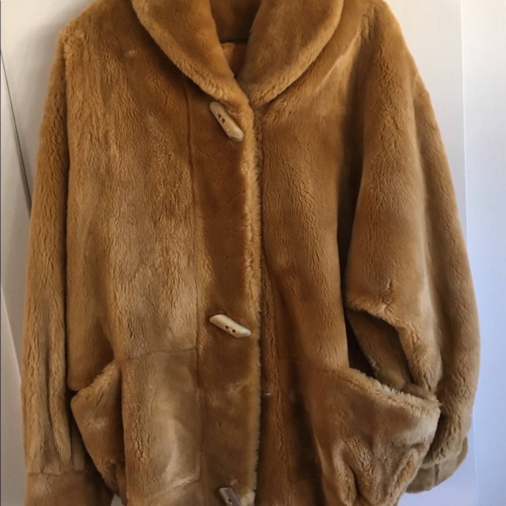 Vintage Jean Philippe Ricifriar Faux Fur Jacket Paris France Medium Butterscotch